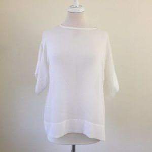 Ivory Sheer Mulberry Silk Chiffon Slouchy Tee